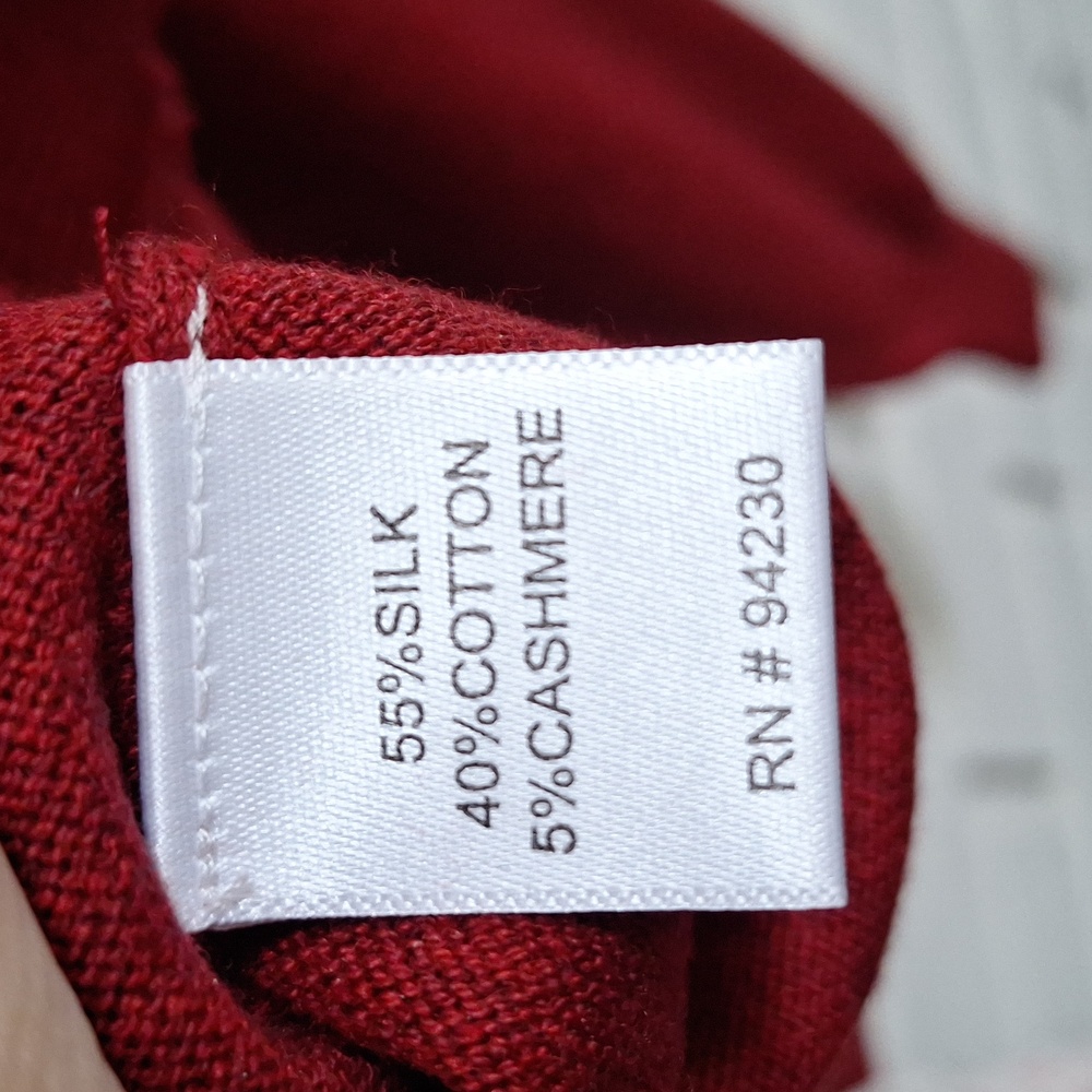 Paul Fredrick Cashmere/Silk Blend Red/Black Heathered Mockneck Sweater. Sz Med. - Picture 9 of 9